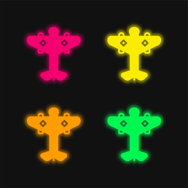Letoun čtyři barvy zářící neonový vektor ikona - Vektor, obrázek