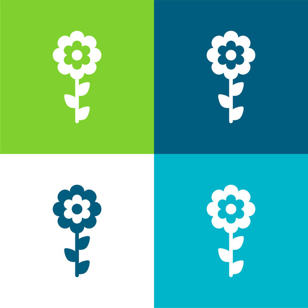 Bloom Flower Flat cztery kolory minimalny zestaw ikon - Wektor, obraz