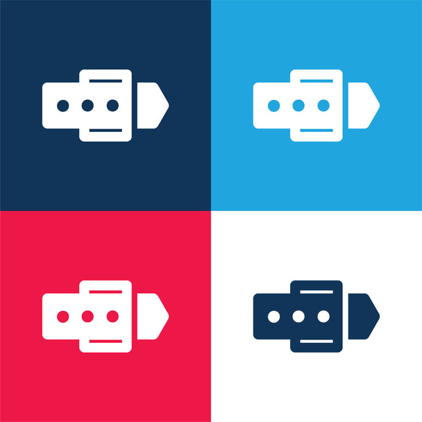 Pásek Nákupní produkt modrá a červená čtyři barvy minimální ikona sada - Vektor, obrázek