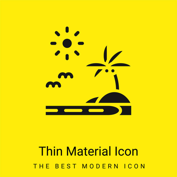 Beach minimal bright yellow material icon - Vector, Image