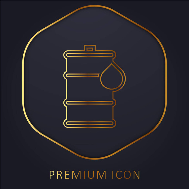 Barril línea dorada logotipo premium o icono - Vector, imagen