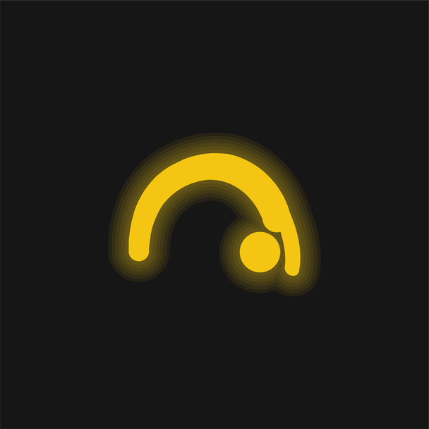 Rugbuiging geel gloeiende neon pictogram - Vector, afbeelding