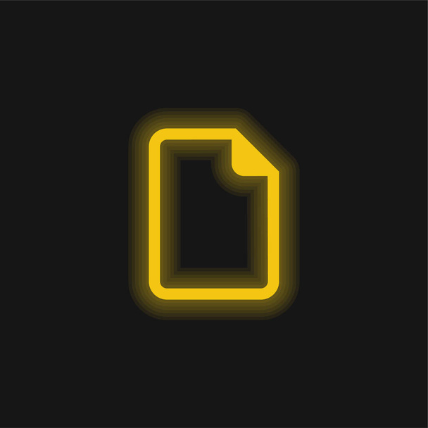 Blank File yellow glowing neon icon - Vector, Image