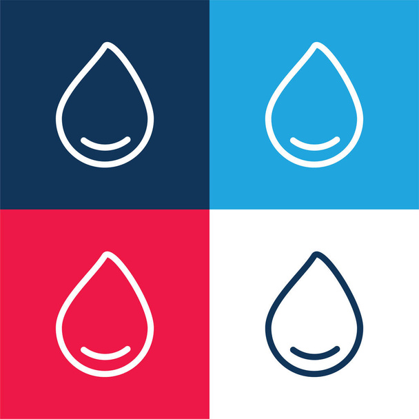 Big Drop Of Water blue and red four color minimal icon set - Vector, Image