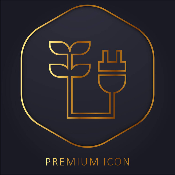 Bioenergia linha dourada logotipo premium ou ícone - Vetor, Imagem