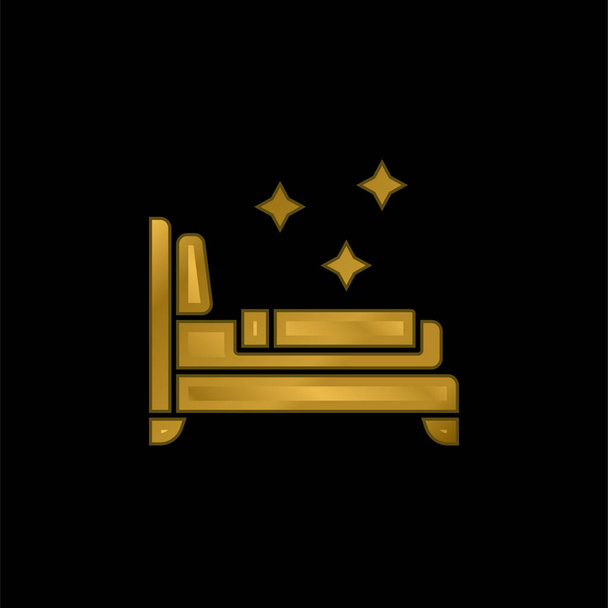 Beds gold plated metalic icon or logo vector - Vector, Image