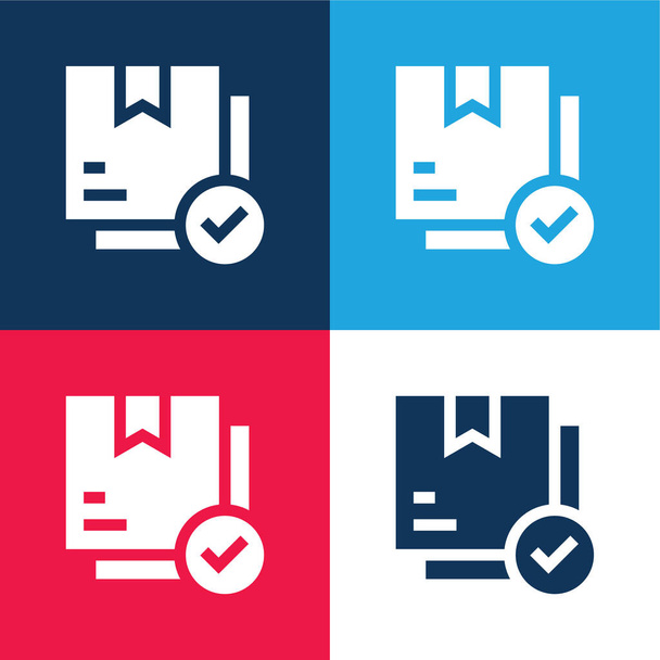 Boxes blue and red four color minimal icon set - Vector, Image