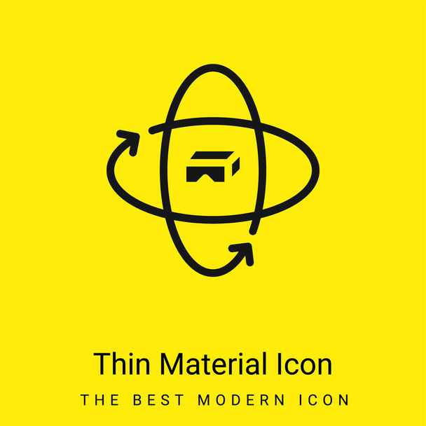 Icono de material amarillo brillante mínimo de 360 grados - Vector, imagen