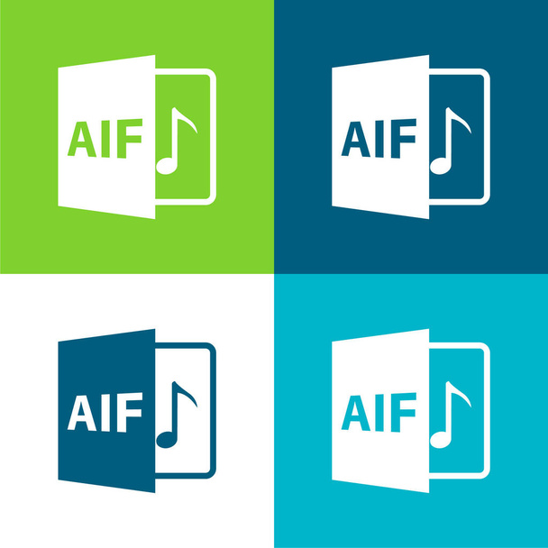 Símbolo de formato de arquivo Aif Conjunto de ícones mínimos de quatro cores - Vetor, Imagem