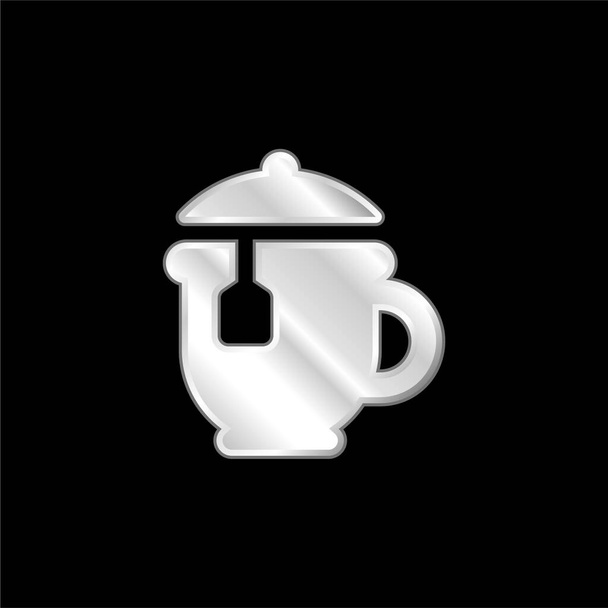 Великий чайний горщик срібна металева ікона
 - Вектор, зображення