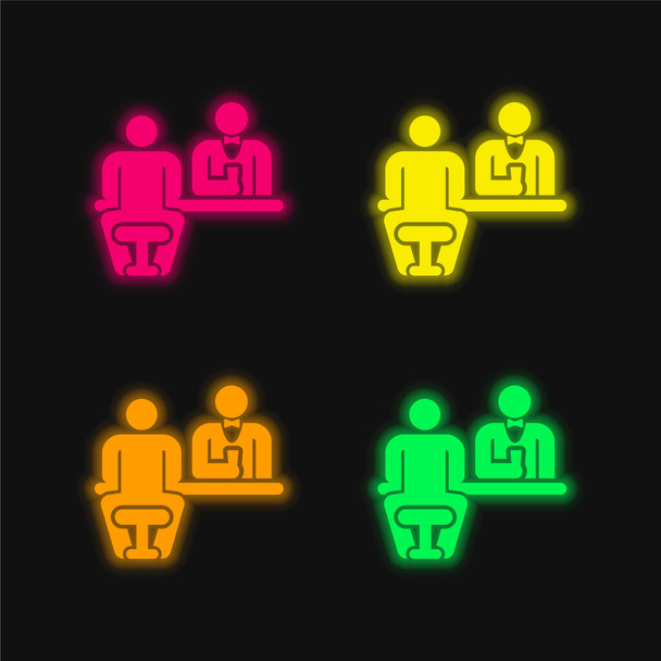 Bar vier kleuren gloeiende neon vector pictogram - Vector, afbeelding