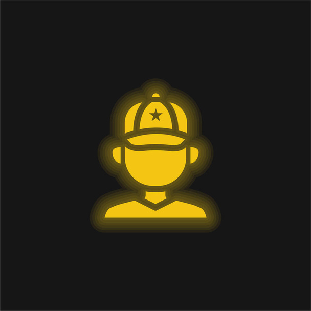 Baseball Player yellow glowing neon icon - Vector, Image
