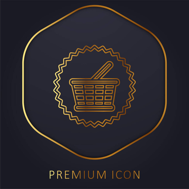 Καλάθι Εμπορικό σύμβολο χρυσή γραμμή premium λογότυπο ή εικονίδιο - Διάνυσμα, εικόνα
