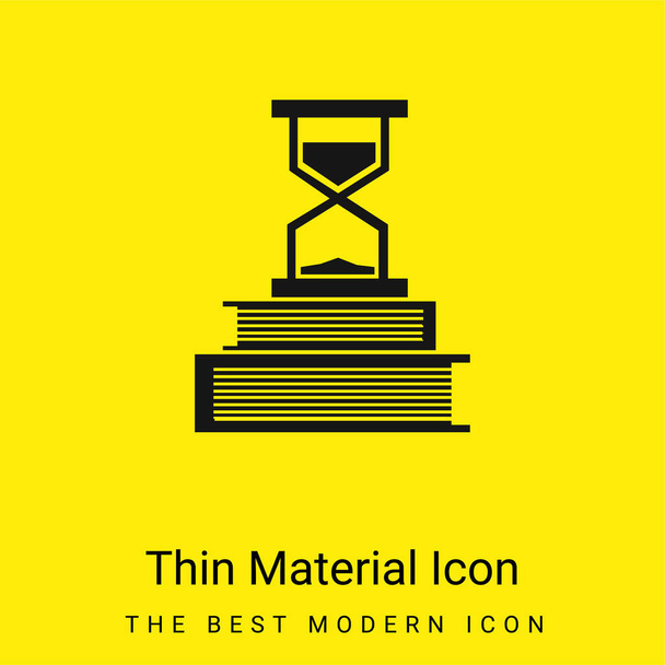Livres Et Horloge De Sable icône matérielle jaune vif minimale - Vecteur, image