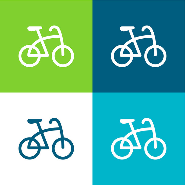 Fahrrad Flach vier Farben minimales Symbol-Set - Vektor, Bild