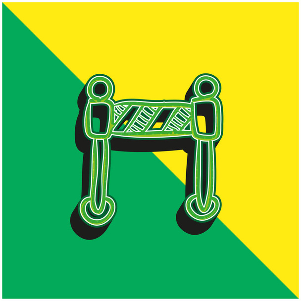 Barreira ferramenta de limite de construção verde e amarelo moderno logotipo ícone vetor 3d - Vetor, Imagem