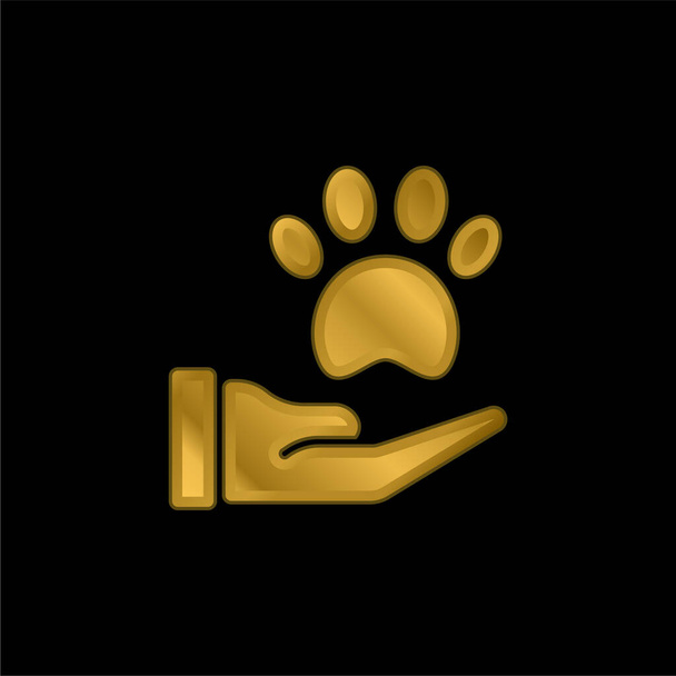 Animal Therapy chapado en oro icono metálico o logo vector - Vector, Imagen