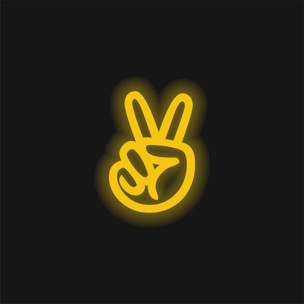 Angelist geel gloeiend neon pictogram - Vector, afbeelding