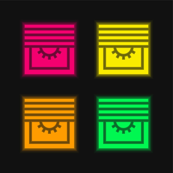 Persianas de cuatro colores brillante icono de vectores de neón - Vector, Imagen