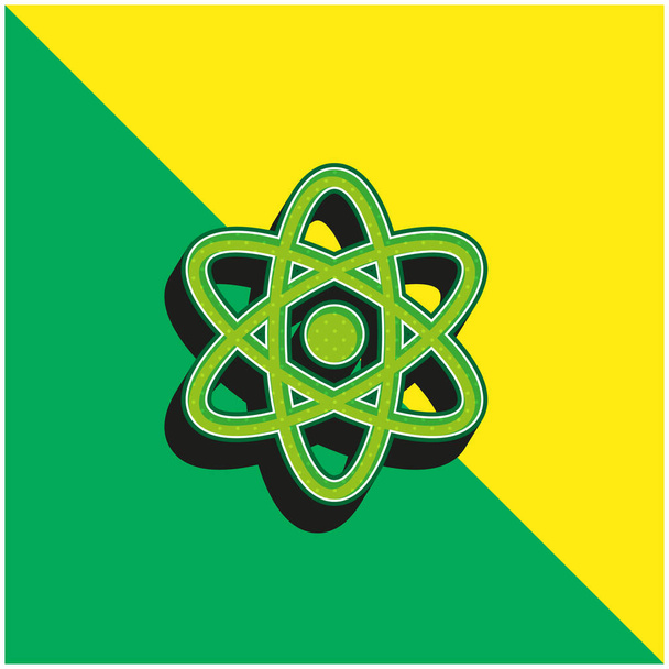 アトミックグリーンと黄色のモダンな3Dベクトルアイコンのロゴ - ベクター画像