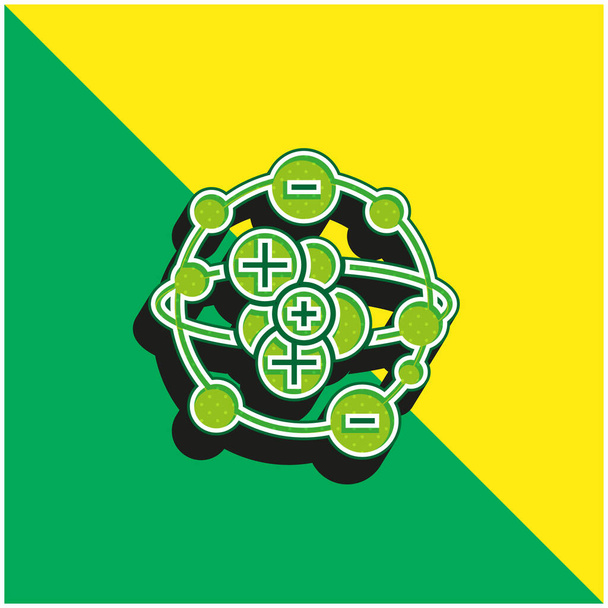 Atom Green and yellow modern 3d vector icon logo - Vector, Image