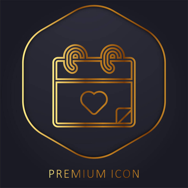 Aniversário linha dourada logotipo premium ou ícone - Vetor, Imagem