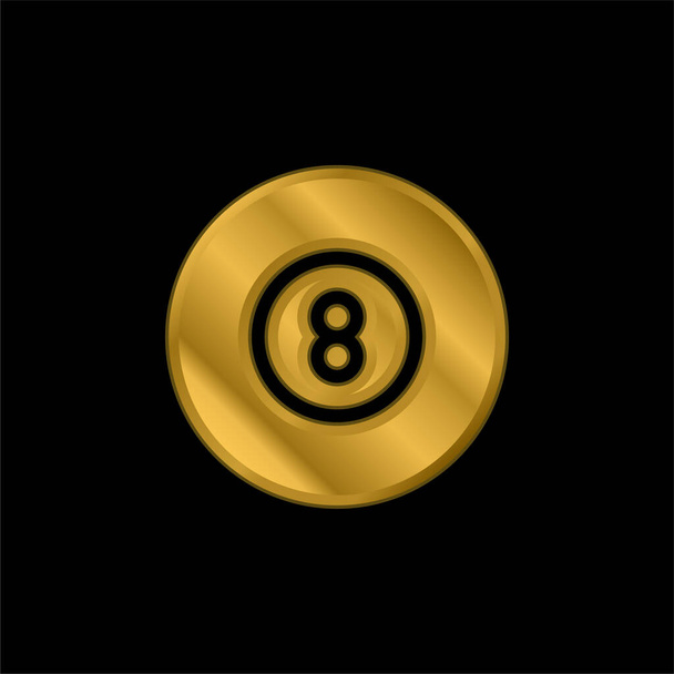 Billar chapado en oro icono metálico o logo vector - Vector, imagen