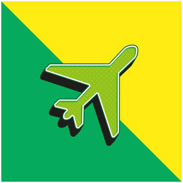 飛行機グリーンと黄色のモダンな3Dベクトルアイコンのロゴ - ベクター画像