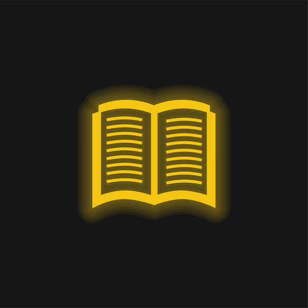 ブックオープンシンボル黄色の輝くネオンアイコン - ベクター画像