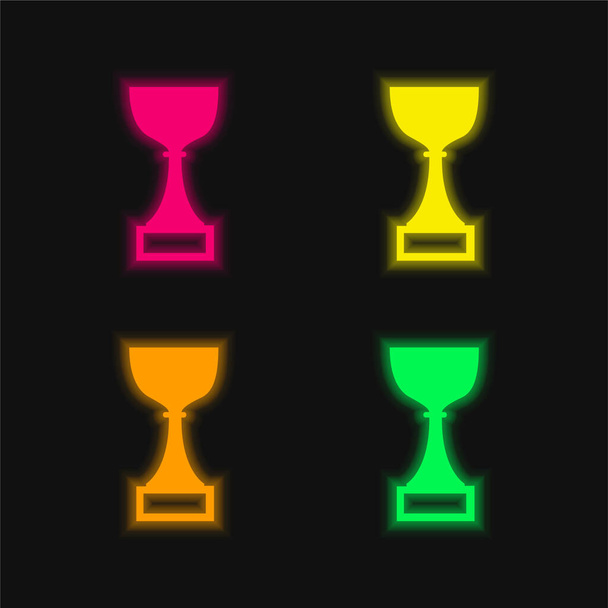 Award Cup vier kleuren gloeiende neon vector pictogram - Vector, afbeelding