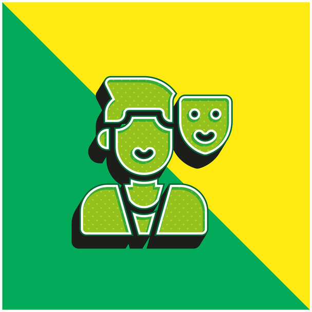 Actor verde y amarillo moderno logotipo del icono del vector 3d - Vector, Imagen