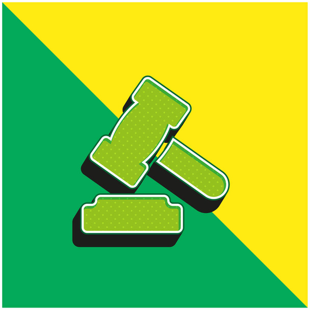 Açık Artırma Yeşil ve Sarı 3D modern vektör simgesi logosu - Vektör, Görsel