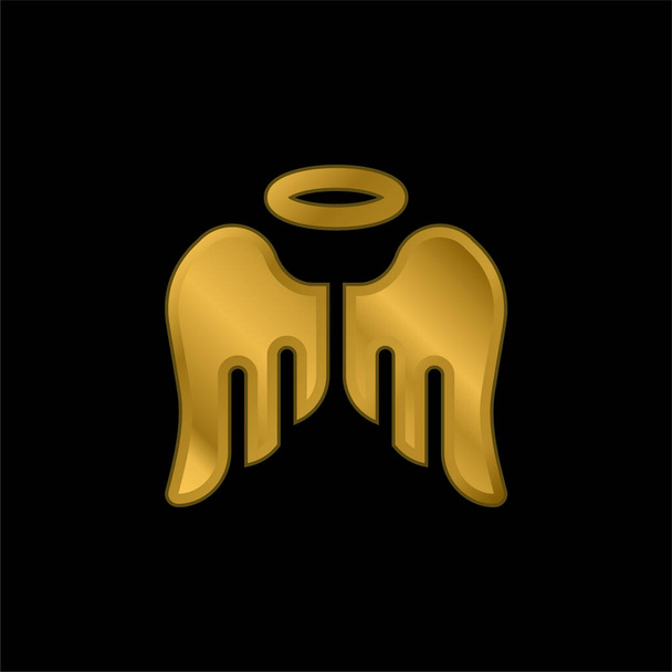 Ángel chapado en oro icono metálico o logo vector - Vector, imagen