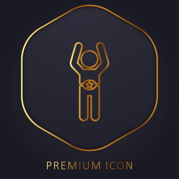 Boxer Con Cinturón línea de oro logotipo premium o icono - Vector, imagen