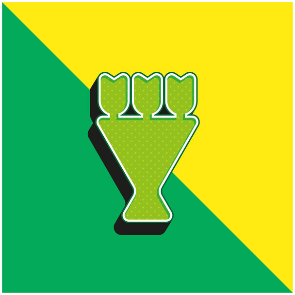 Bouquet Vihreä ja keltainen moderni 3d vektori kuvake logo - Vektori, kuva
