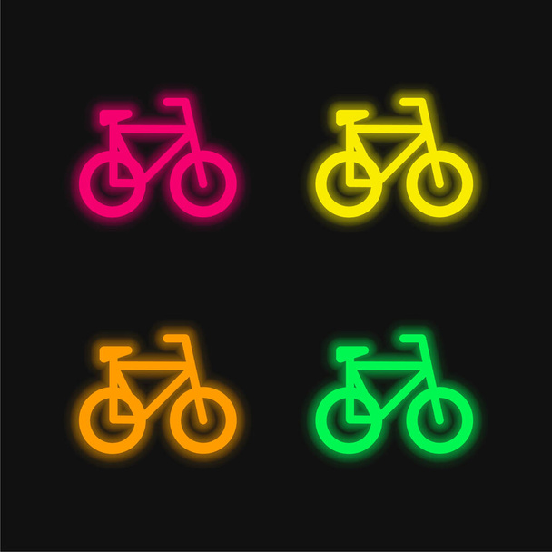 Vélo quatre couleurs brillant icône vectorielle néon - Vecteur, image