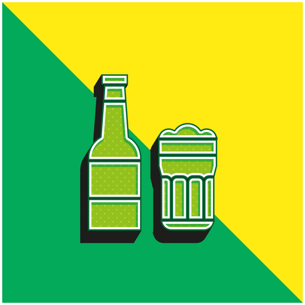 Birra Verde e giallo moderno logo icona vettoriale 3d - Vettoriali, immagini