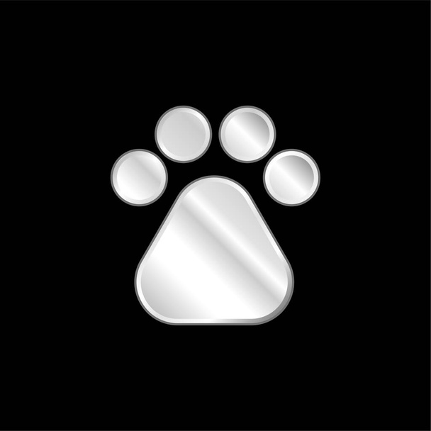 Bear Paw silver plated metallic icon - Vector, Image