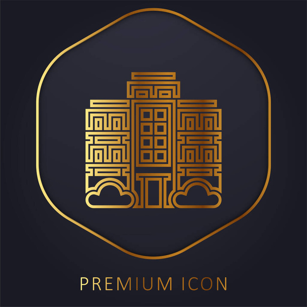 Apartamento línea dorada logotipo premium o icono - Vector, Imagen