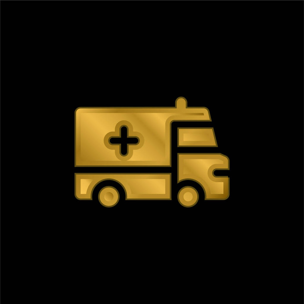 Ambulancia chapado en oro icono metálico o logo vector - Vector, imagen