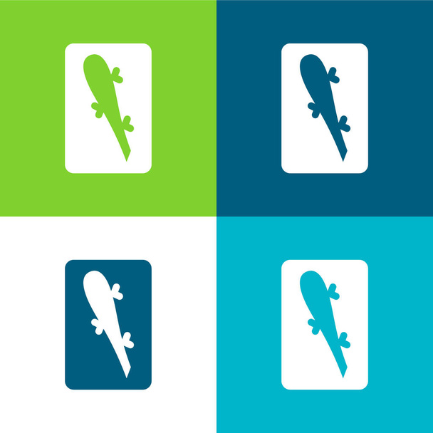 Ász Klubok Lapos négy szín minimális ikon készlet - Vektor, kép