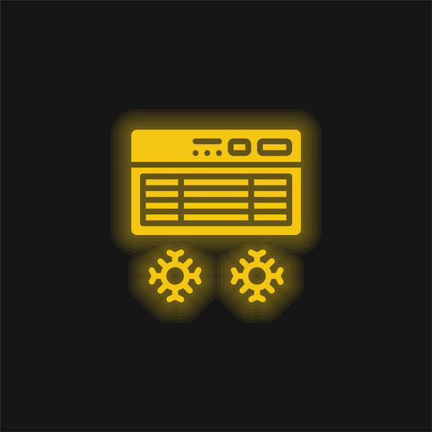 Légkondicionáló sárga izzó neon ikon - Vektor, kép