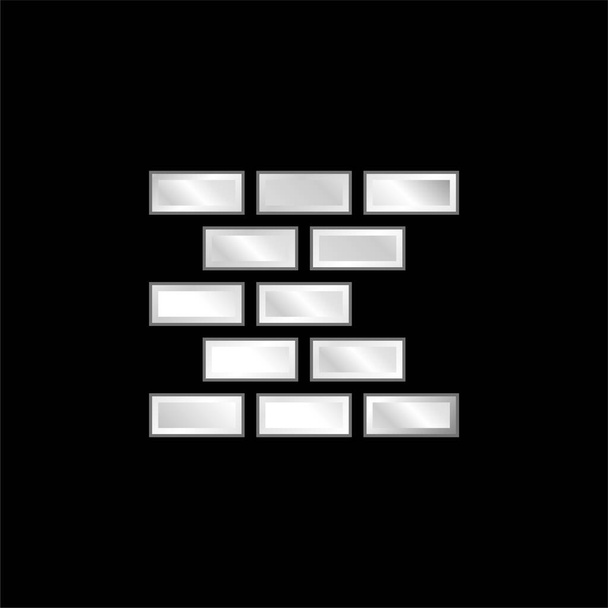 Brick Wall prata banhado ícone metálico - Vetor, Imagem