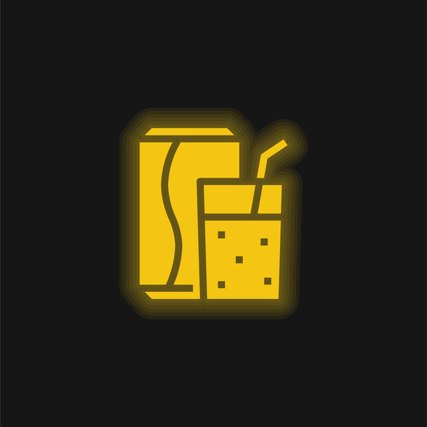 Ποτό κίτρινο λαμπερό νέον εικονίδιο - Διάνυσμα, εικόνα