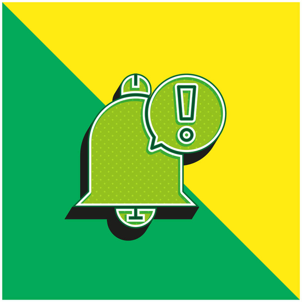 Alarm Green and yellow modern 3d vector icon logo - Vector, Image