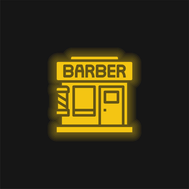 Barbershop geel gloeiende neon pictogram - Vector, afbeelding