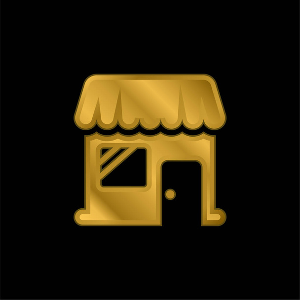 Big Store chapado en oro icono metálico o logo vector - Vector, imagen