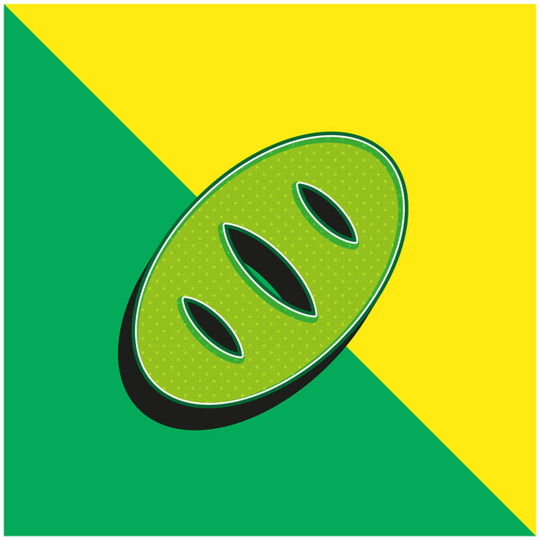 Хлеб Зеленый и желтый современный 3D логотип векторной иконки - Вектор,изображение