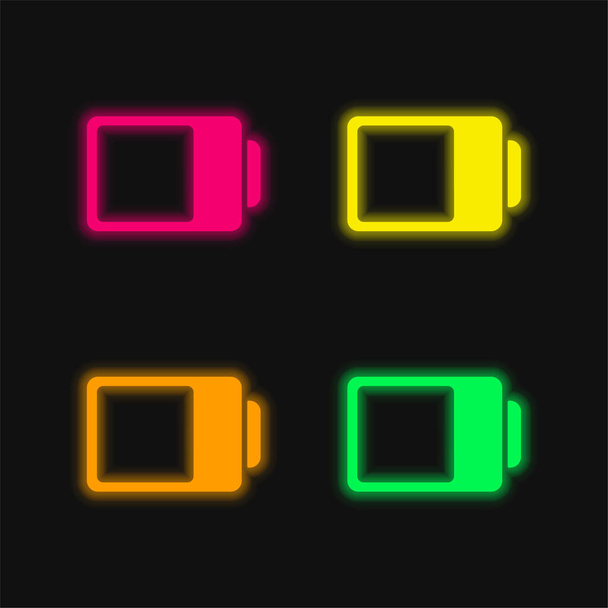 Battery Status Interface Symbol Almost Full four color glowing neon vector icon - Vector, Image