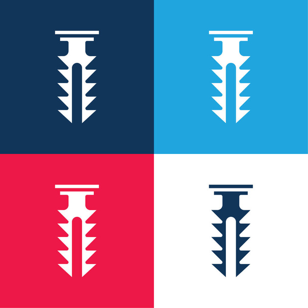 Якорь синий и красный четыре цвета минимальный набор значков - Вектор,изображение